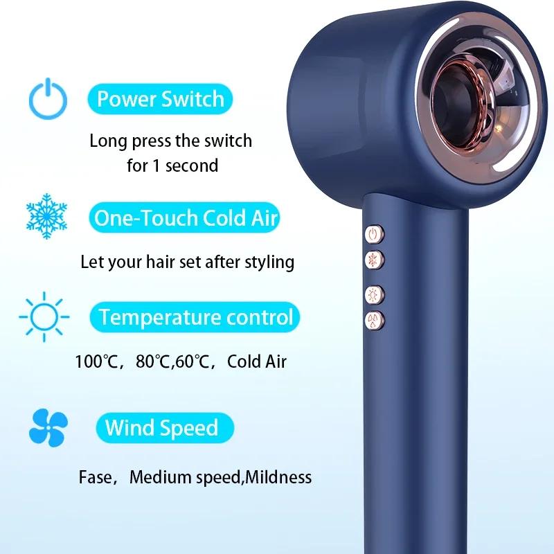 Professional Negative Ionic Hair Dryer  Leafless Hair Dryer Hot/ Cold Blow Dryer Hairdryer Home Appliance Free Shipping Dyso