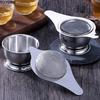 Feinmaschiges Tee-Sieb-Set mit Griff, Edelstahl-Blatt-Teekannenfilter, rutschfeste Basis, lebensmittelechter hängender Tee-Infuser
