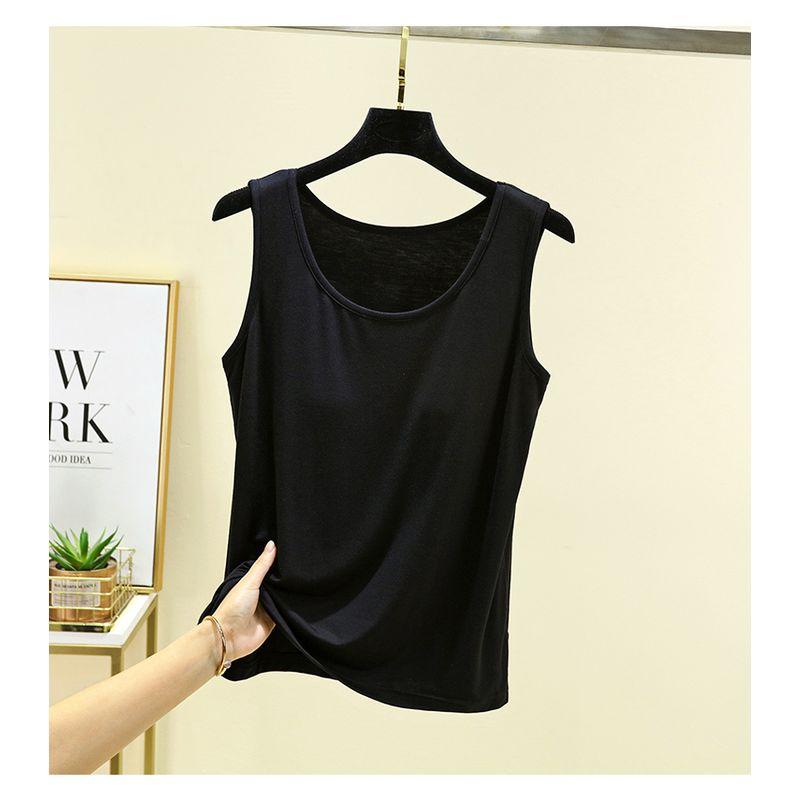 

Modal Cami with Chest Padding Women Summer Loose Sleeveless Sling Plus size Slimming Bra-Free Thin Base Top Black XL (60.00 kg-70.00 kg recommended