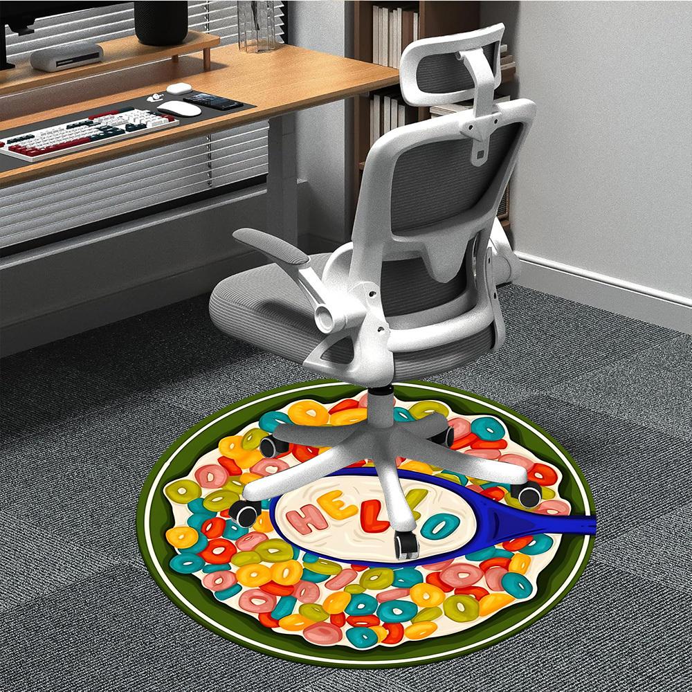 1pc Cereal Office Round Area Rug, Indoor Mat Suitable For Office, Under Office Chairs Bedroom Living Room Home Decor, Room Deco