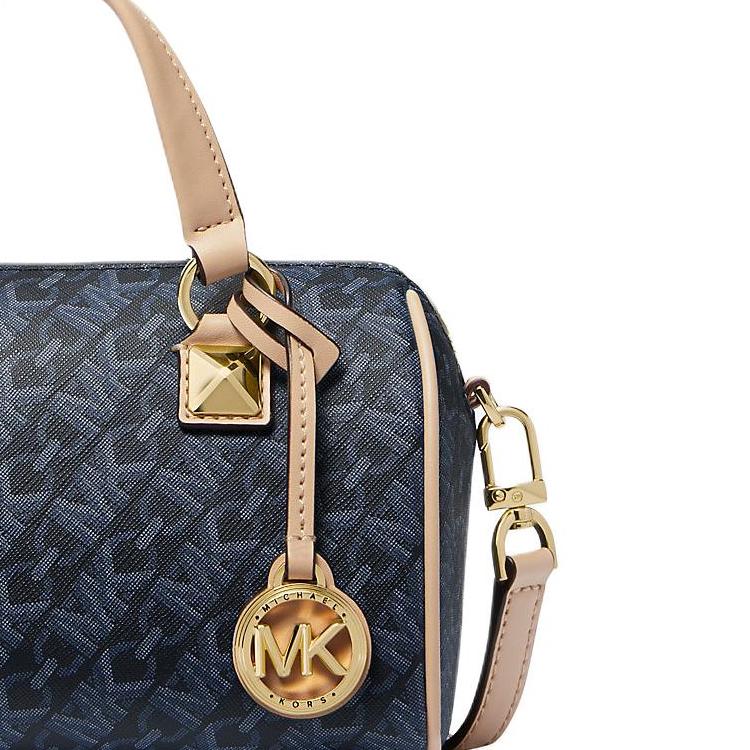 Michael Kors MK Grayson Boston Bag With Metal Decoration And Zipper Closure Women Handbags Dark-Blue 32R4GGYC1B-ADMRL-PLBLUE