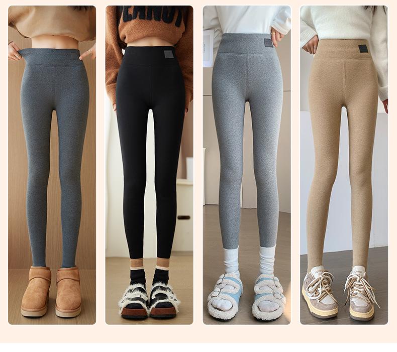 High-Waisted Slim Fit Women's Plush Leggings - Warm Thick Cotton Trousers for Autumn/Winter 2024