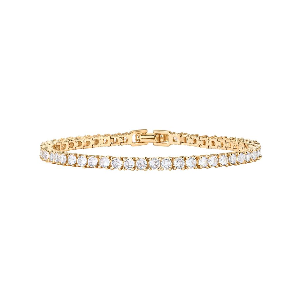 PAVOI 14K Gold Plated Cubic Zirconia Classic Tennis Bracelet, Women's Bracelet | Yellow Gold Bracelet | 6.5 Inches, Cubic Zirconia