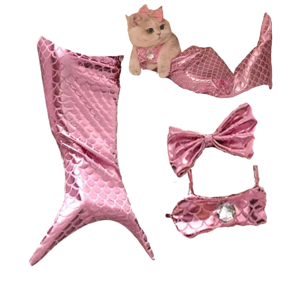 Cat Mermaid Costume Mermaid Tail Clothes Sequin Mermaid Dress Cat Dog Outfit Soft Funny Pet Costumes Fishtail Clothes Unique Sea