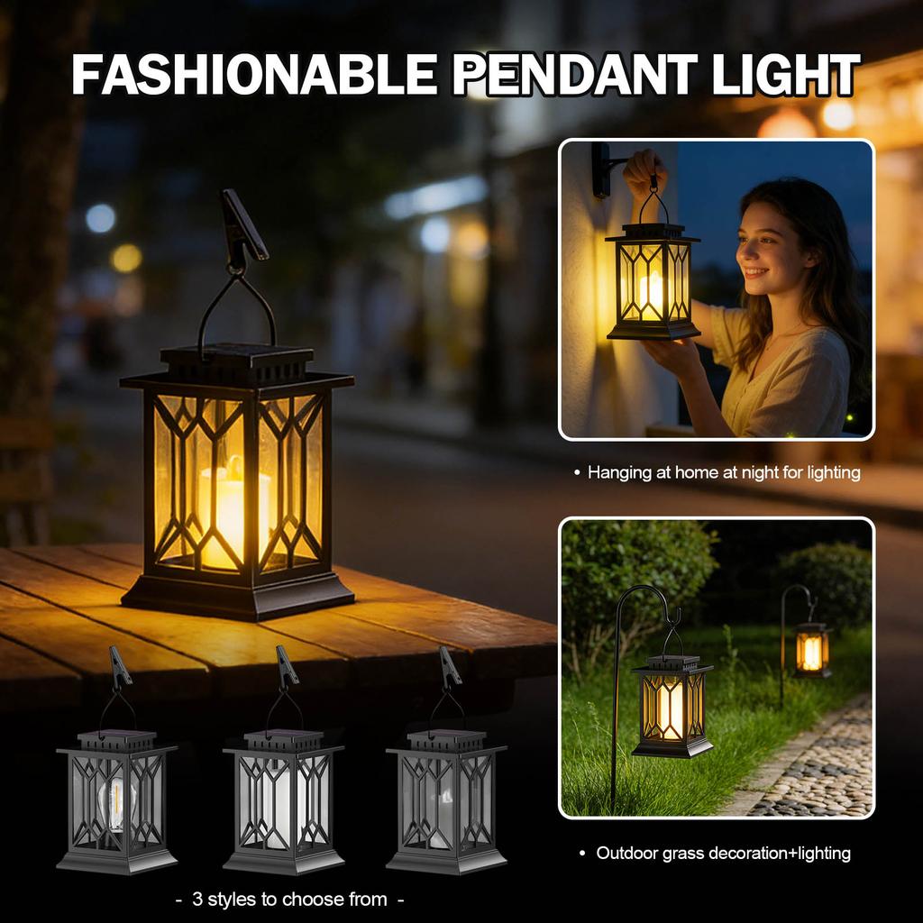 Outdoor Courtyard Solar Light Home Decoration Vintage Hanging Lamp European Flame Handheld