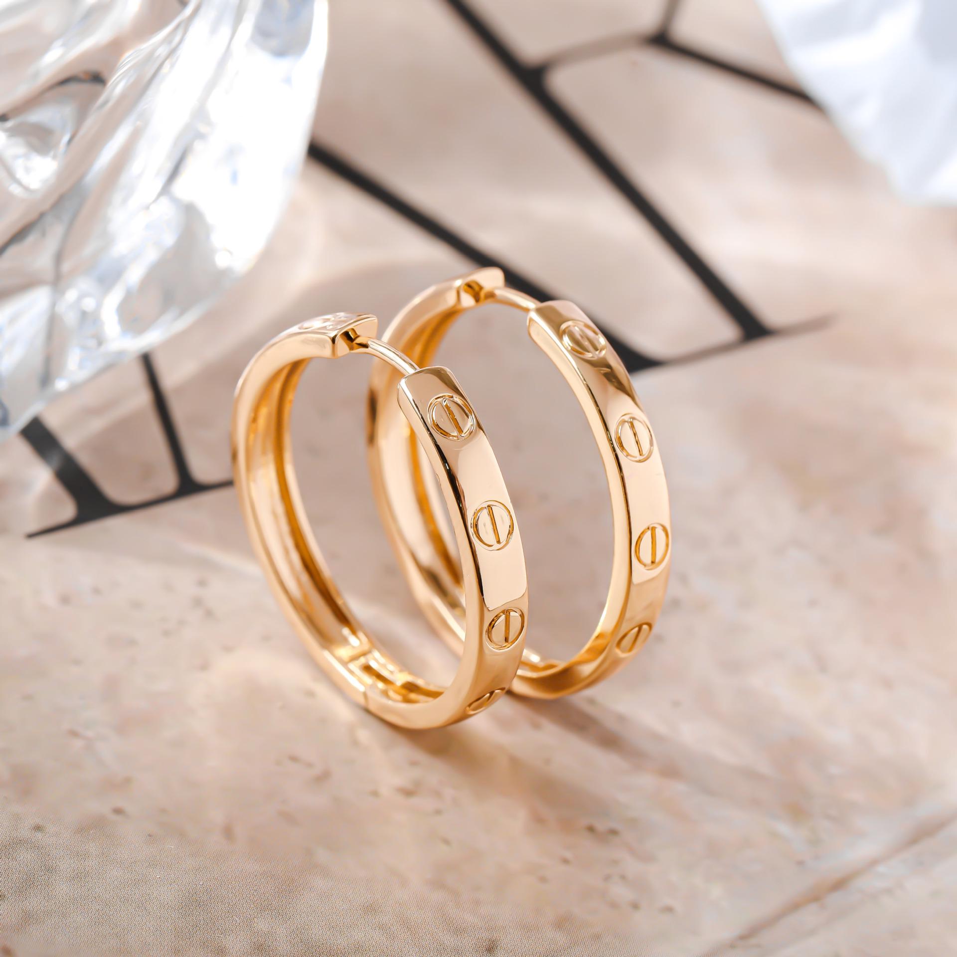 Kajia Roman Numeral Silver Needle Gold Plated Earrings - Women s Light Luxury Accessories