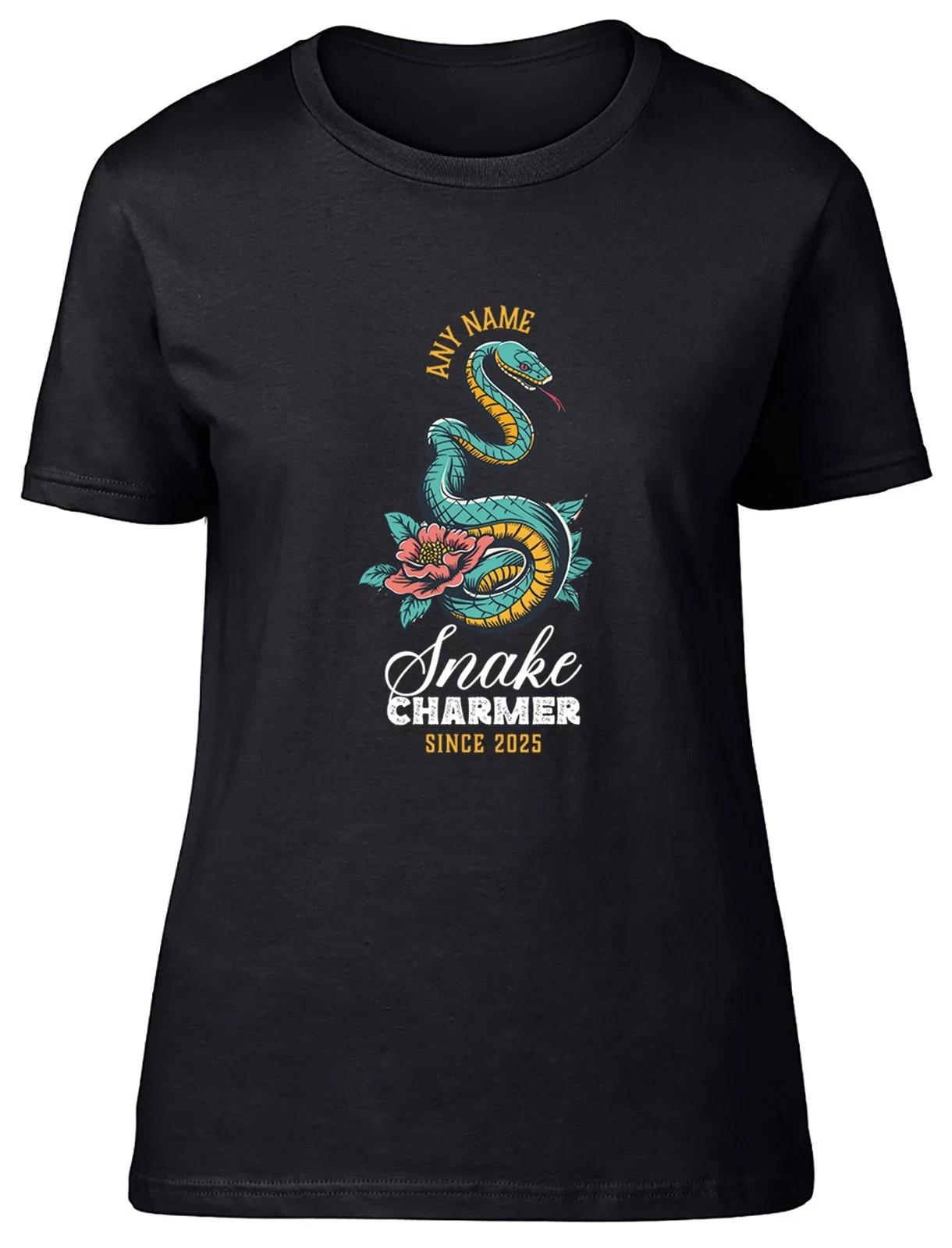 Personalised Any Name Snake Charger Since Year Womens T-Shirt Ladies Gift Tee XXXXL