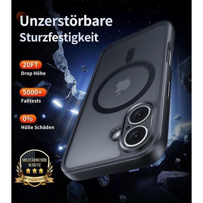 Coque de Protection - BOOLING - iPhone 16 - Anneau Magnétique - 2 Vitres - Noir