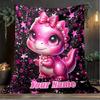 1PC Custom Name Pink Dinosaur Sparkle outdooor Flannel blankets Patterns Throw Blanket All-Season Soft Gift for Couch, Bed, Camping gifts
