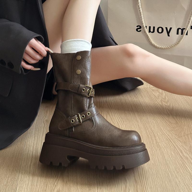 Short Martin boots women's 2025 new autumn super fire versatile retro thin explosion thick-soled British style short boots