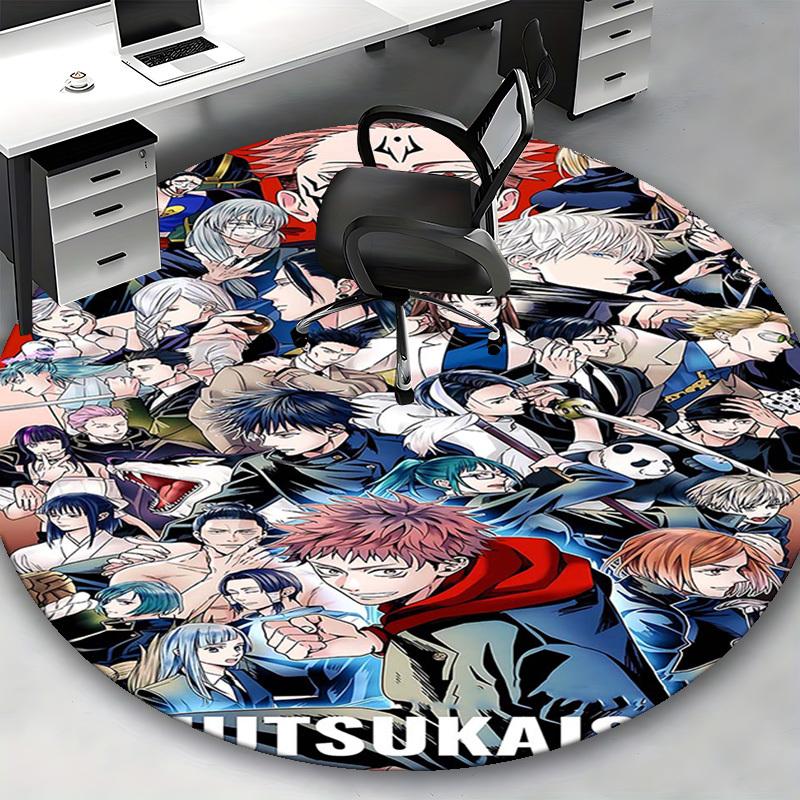 1pc Anime Character Round Carpet  Fitsuoka Design, Office Chair Mat, NonSlip Rug for Home Decor, Seasonal Gift, Suitable for Office, Living Room
