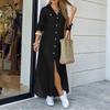 ZANZEA Women Casual Turn Down Collar Long Sleeve Vintage Long Shirt Dress