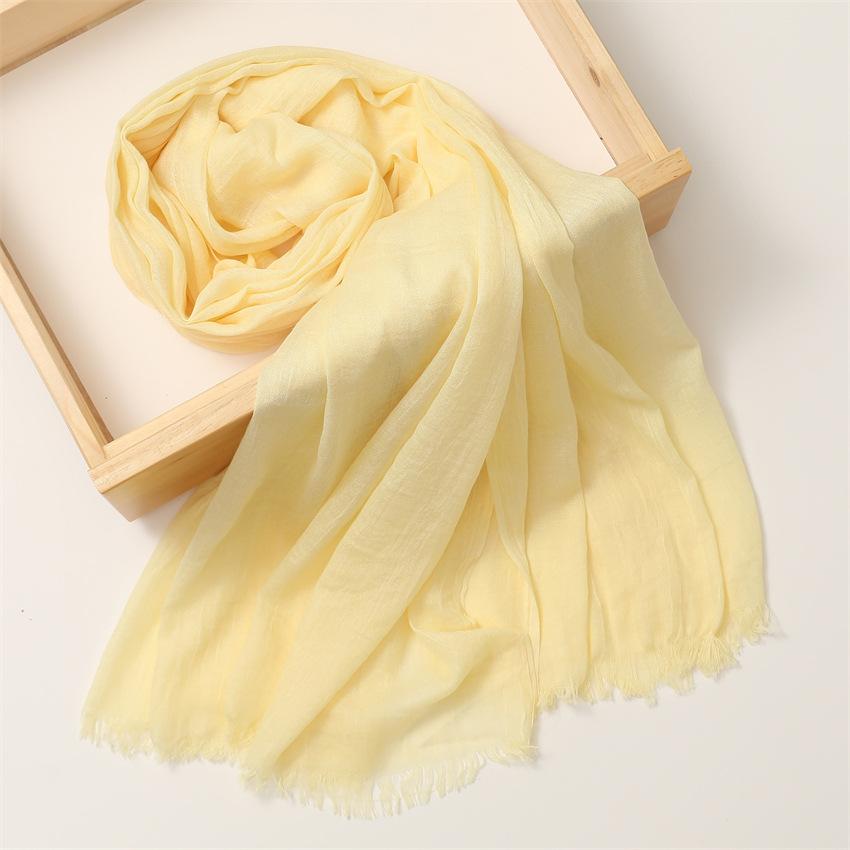 Foreign Trade Silk Scarf Cotton And Linen Headscarf Women'S Spring And Summer Solid Color Japanese And Korean Scarf Sun Protection Warm Shawl Hair