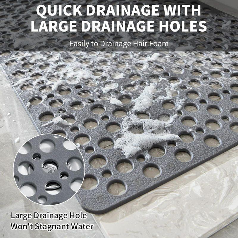Slip Anti Mould Rubber Anti Slip Bath Mat with Drain Holes Machine Washable Antibacterial Resistant Shower Mat for Shower or Tub