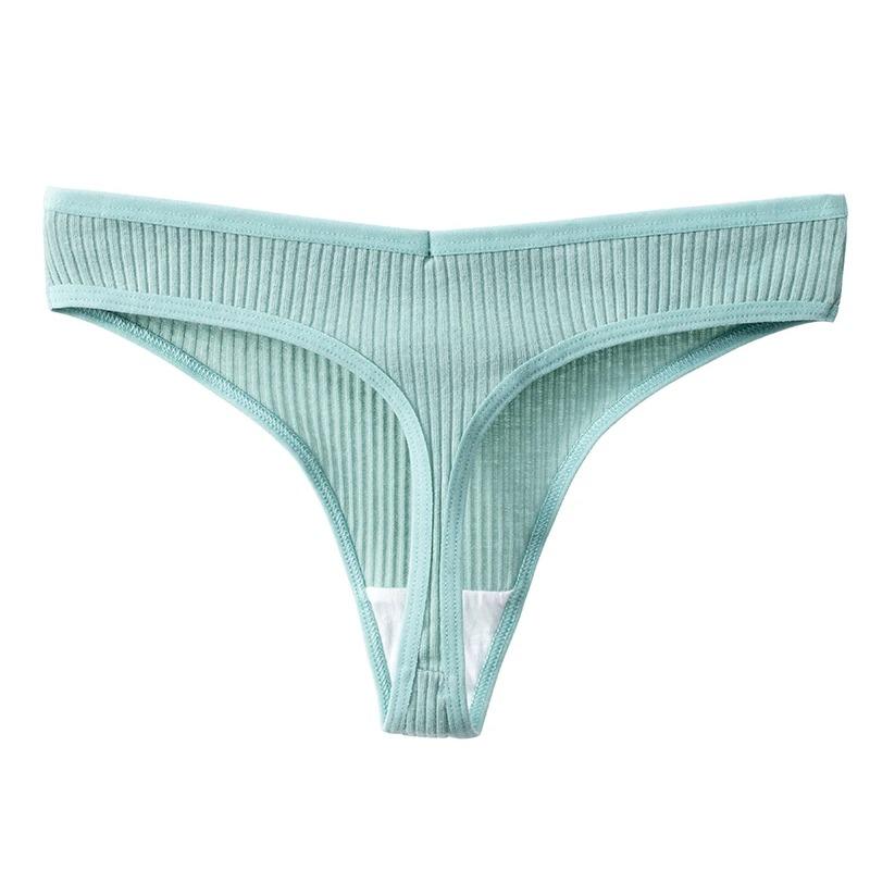 

Стринги для женщин, мягкие хлопковые стринги, сексуальное нижнее белье с низкой посадкой и Т-образной спинкой, удобные трусики S-XL, нижнее белье для девочек XL зелёный
