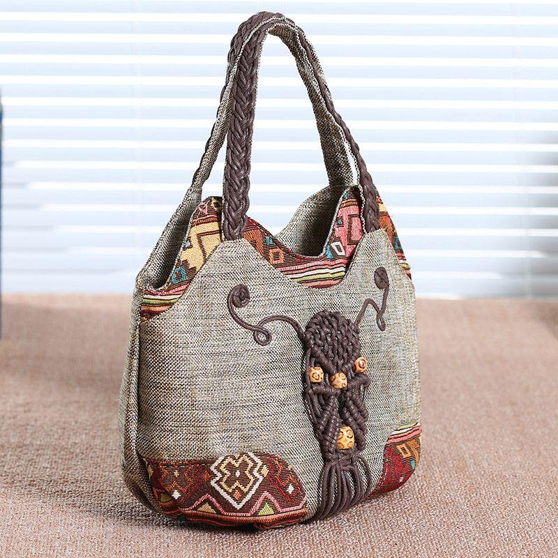 New Arrival Ethnic Style Handmade Woven Fabric Women Top Handle Bag Lightweight Mini Retro Simple Casual Ladies Handbag