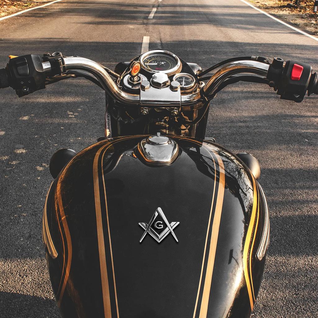 Creatrill 2 Pack 2.75" Chrome Plated Freemason Car Emblem Mason Square Compass Car Truck Motorcycle Decal Gift Accessory