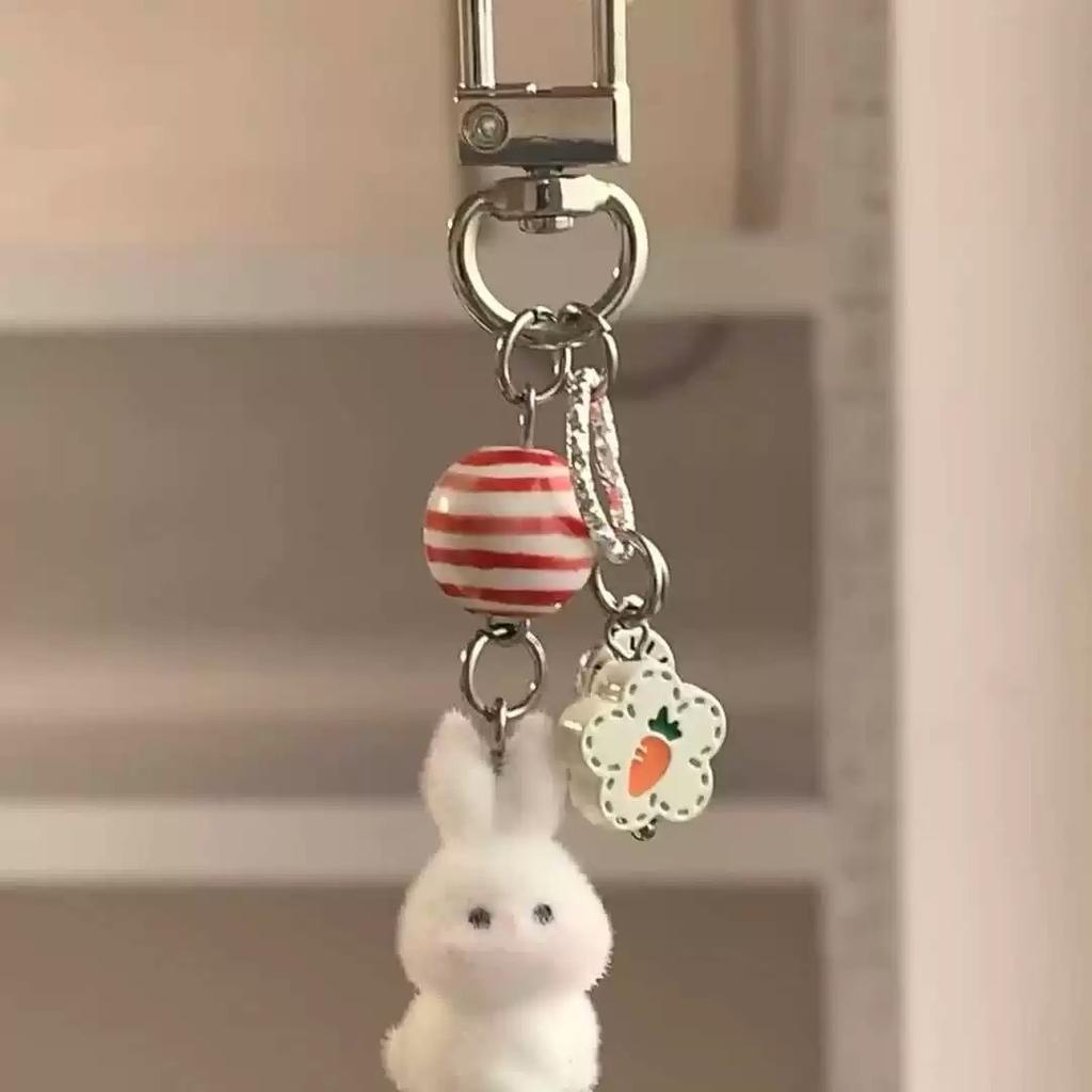 Cute Cartoon Plush Bunny Keychain Fashionable Versatile Backpack Pendant Lovers Pendant