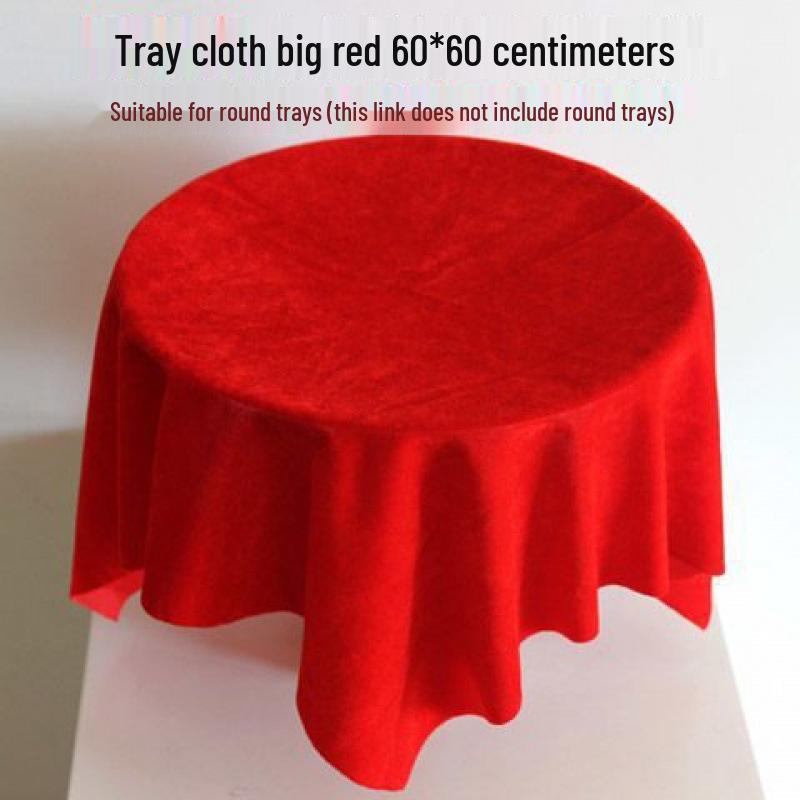 Dark Red Velvet Ceremony Tray - Small, Square, Thickened with Gold Trim for Awarding & Ribbon Cutting