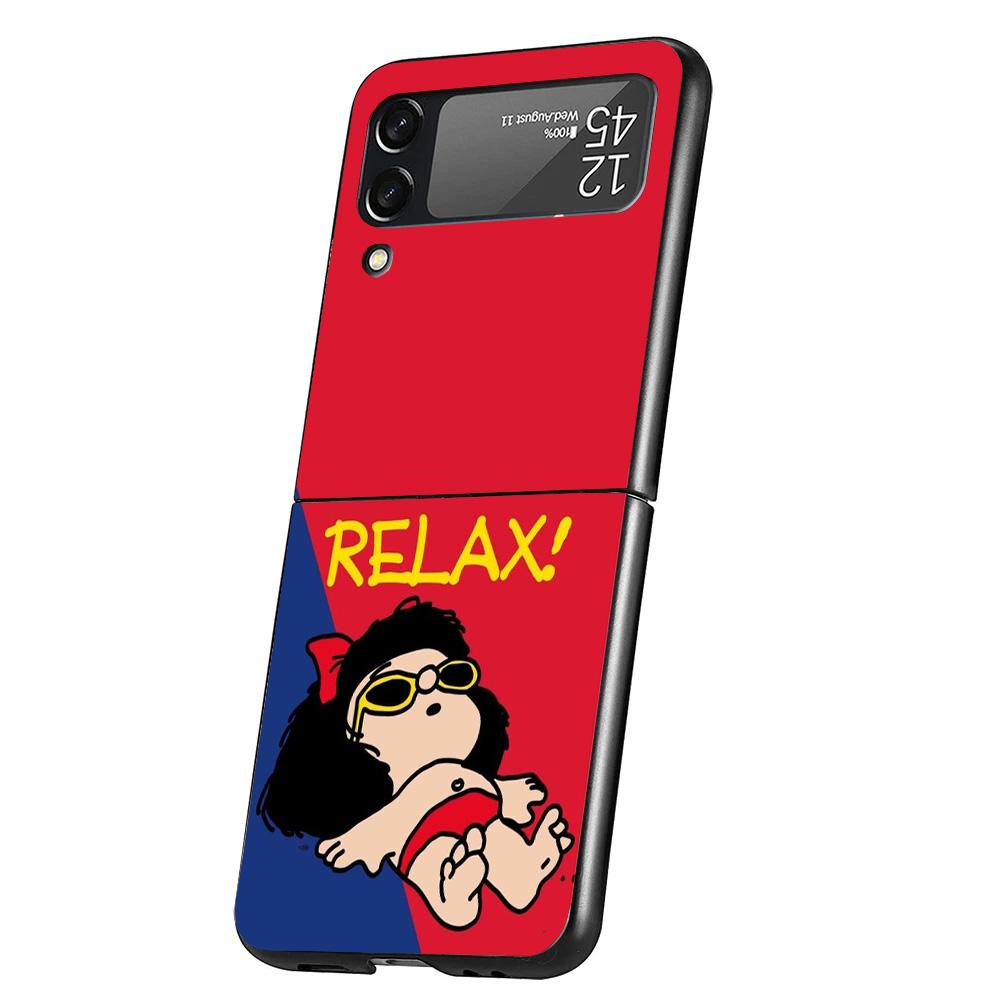 

Cartoon Cute Mafalda Case Phone Cover for Samsung Galaxy Z Flip 7 6 5 4 3 5G ZFlip7 ZFlip6 ZFlip5 ZFlip4 ZFlip3 Black Fundas Gal Samsung Z Flip 5