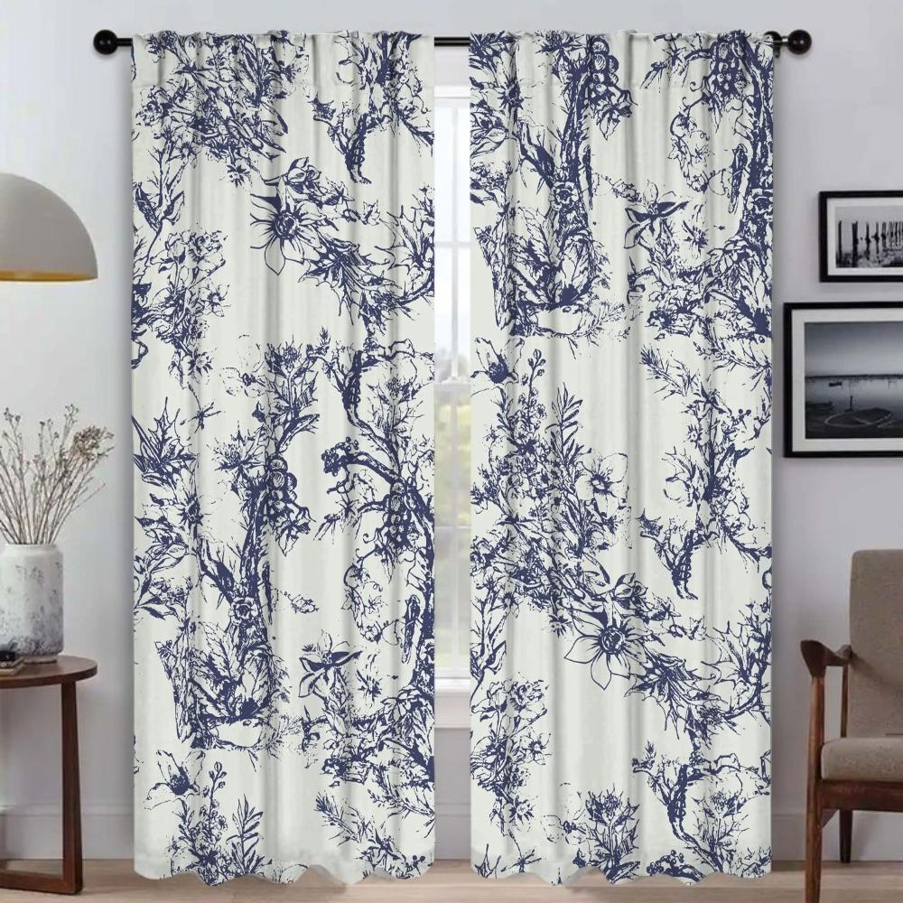 Elegant Room Curtains for Living Room Flowers and Plants Window Curtain Halloween Decoration Shades Curtains 2 Pieces Partition