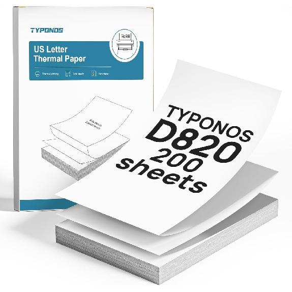 D820 Thermal Printer Paper 8.5 x 11 Inch, Continuous Folding Thermal Paper, US Letter Size printing paper Compatible with D820 Portable Printer, 100