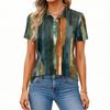 Women's Fashion Casual Lapel Short Sleeve Printed Shirt Women's Button Up Tops