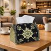 1pc Party Tissue Box, Vintage Art Deco Mandala In Black, a Versatile Tissue Holder with a Golden Geometric Design, Perfect for Outdoor Gatherings, Dai
