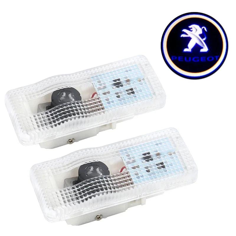 2PCS LED Car Door Welcome Light Interior for Peugeot 407 M2008-2010 Auto Projector Shadow Lamp Decorative Accessoires