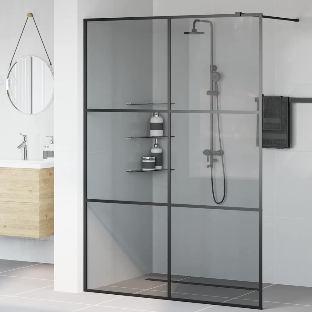 Walk In Shower Screen Black 140 X 195 Cm Tempered Glass