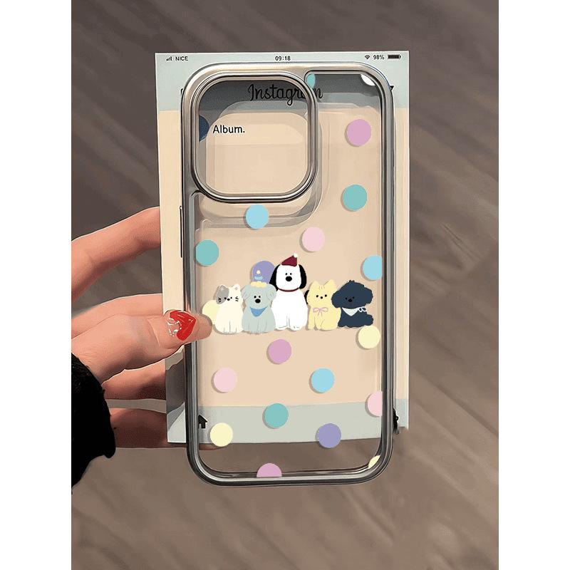 Polka Dot Cat and Dog for Apple 16 Mobile Phone Case for IPhone14promax/12/11 Soft 13promax Brand New