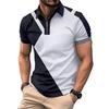 Men's Fashionable Slim-Fit Colour-Blocked Collared T-Shirt Polo Shirt