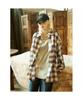Saendeusaundeu (Unisex) Big Check Oversized Shirt Wine