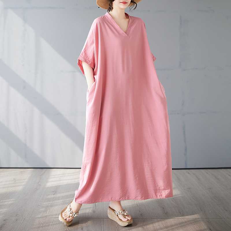 Vintage Long Dress with Cotton and Linen Patterns