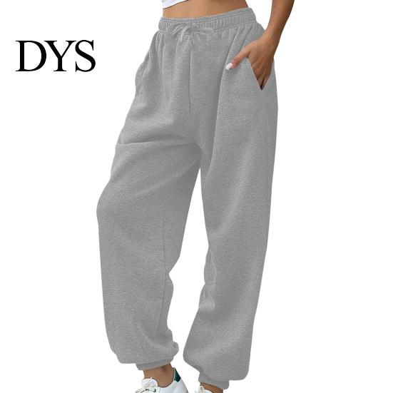 Women Commuting Pants Sweatpants Elastic High Waist Adjustable Drawstring Harem with Pockets Solid Color Loose Lounge Lambskin Fabric Casual