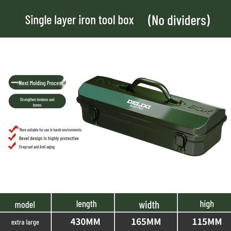 Delixi Industrial-Grade Metal Tool Box for Home and Auto Repair