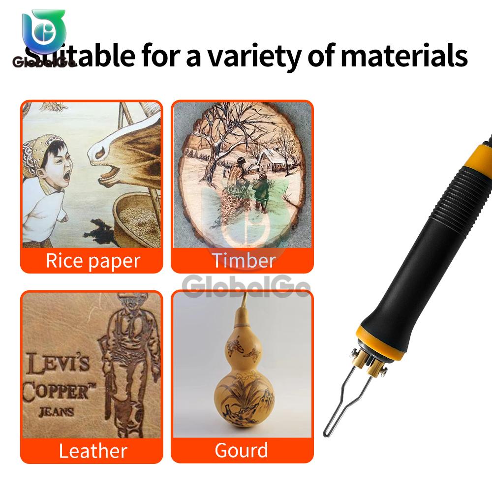 Adjustable Temperature Wood Burner 300-700℃ Heating Wire Pen Tips Station Pyrography Pen Set Electric Soldering Iron AC110V 220V