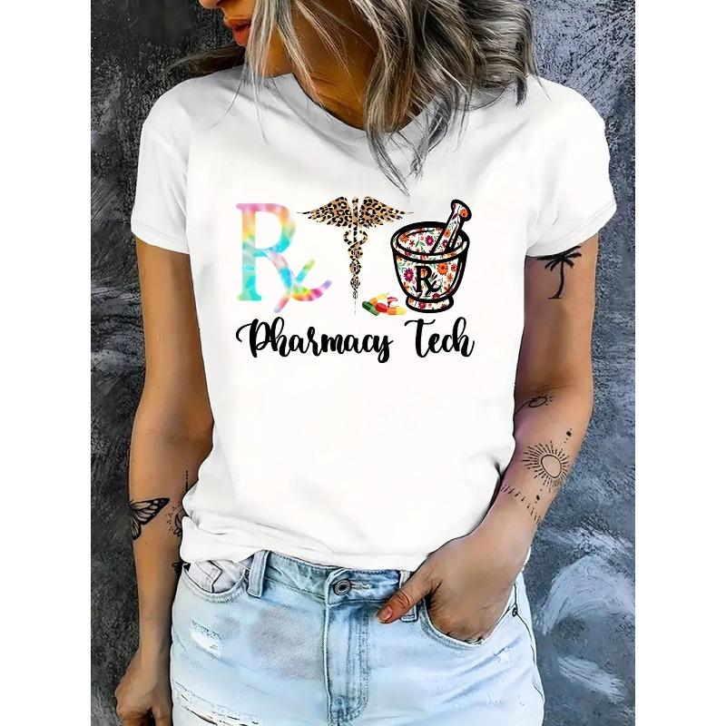 Europäische Größe Damen Freizeit Kurzarm T-Shirt 1 Stück - Bequemer Rundhalsausschnitt, Weiche Niedliche T-Shirts Oberteile