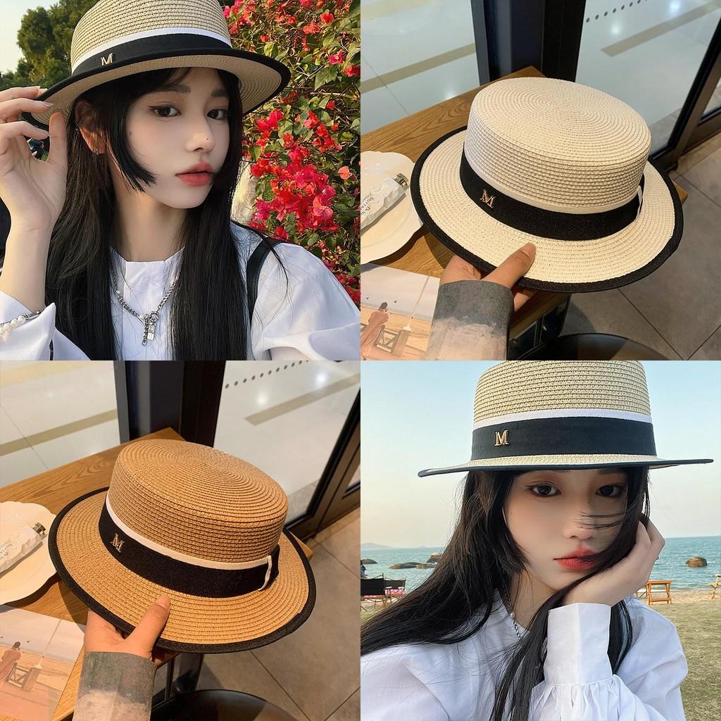 Beautifully Designed Womens Straw Hat For Summer With Sun Protection In White Beige And