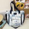 New new Chinese large-capacity messenger bag, ink painting, national style, retro shoulder tote bag, transparent pain bag for students in class