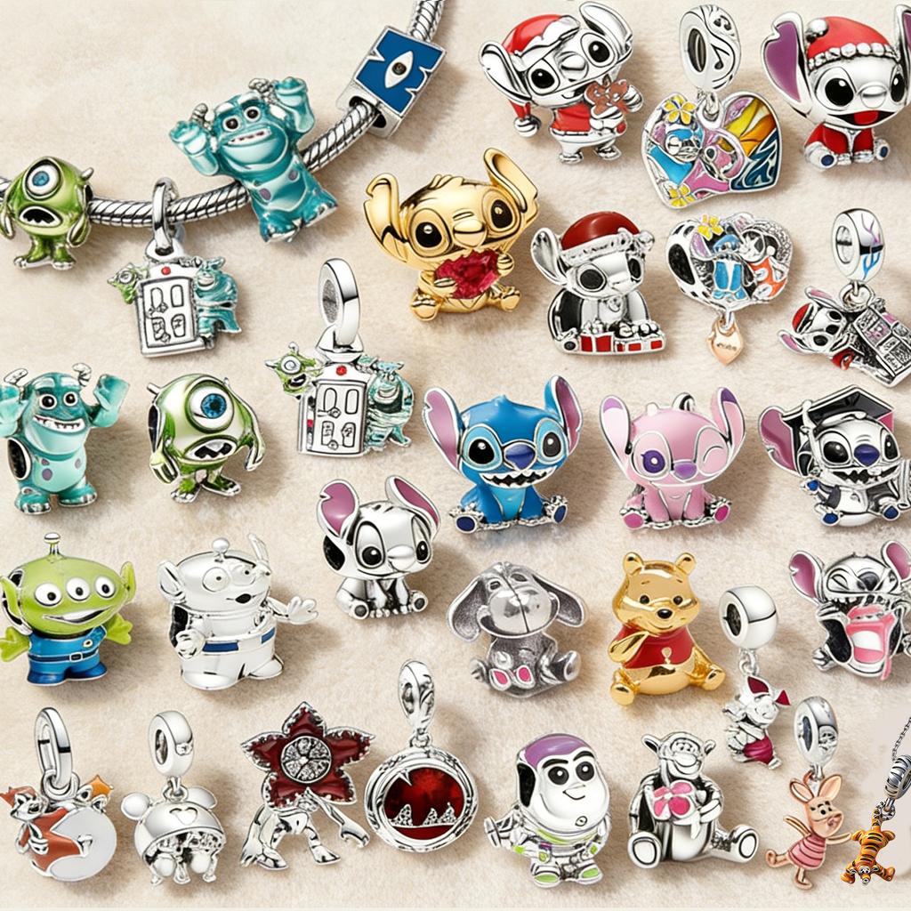 Stitch,Toy Story,Monsters, Inc.Winnie the Pooh Charm Beads Pendant Fit Snake Bracelet Necklace Beads For Diy Jewelry Gift