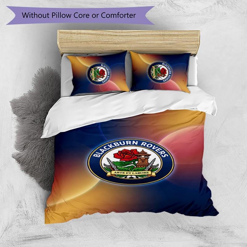 Blackburn Rovers Football Printed 3 Pieces Bedding Set, Comfortable Skin Friendly Bedroom Duvet Cover Set