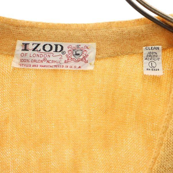IZOD 60s Made in USA Vintage One point logo embroidery Long sleeve knit cardigan Men's Used