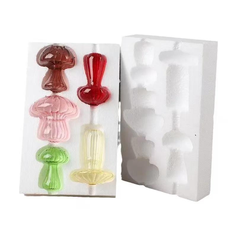 Colourful Mushroom Vase Plant Glass Plant  Bud Vase Decoration Garden Glass Aromatherapy Vase Living Room Desktop Combination