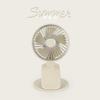 Retro Cream Solid Color Clip-On Desktop Fan with Light - Rechargeable Three-Speed Bedside Fan