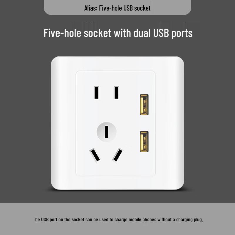 

Zhuochi Flush Mount Wall Socket Panel with USB CN plug (adapter included)