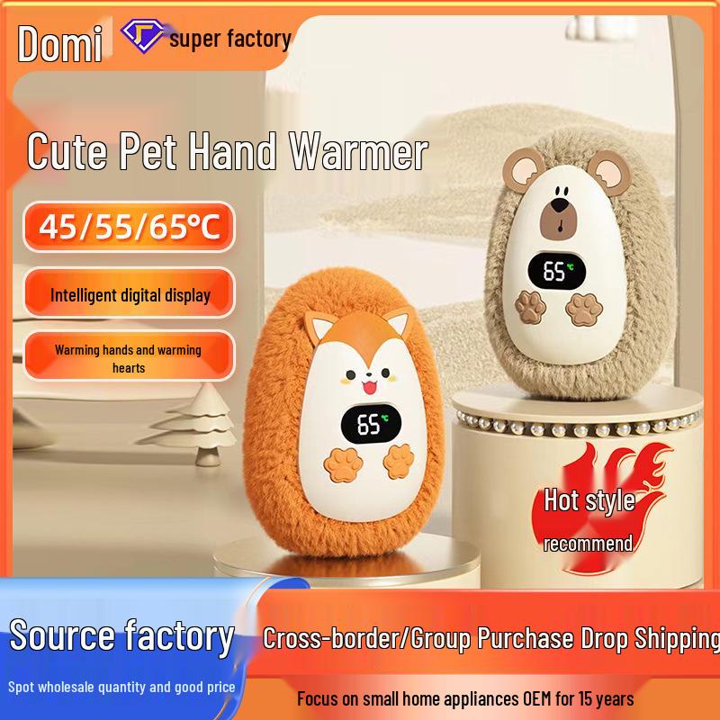 2024 USB Rechargeable Mini Plush Pet Hand Warmer Cheeky Bear with Display & Temperature Control