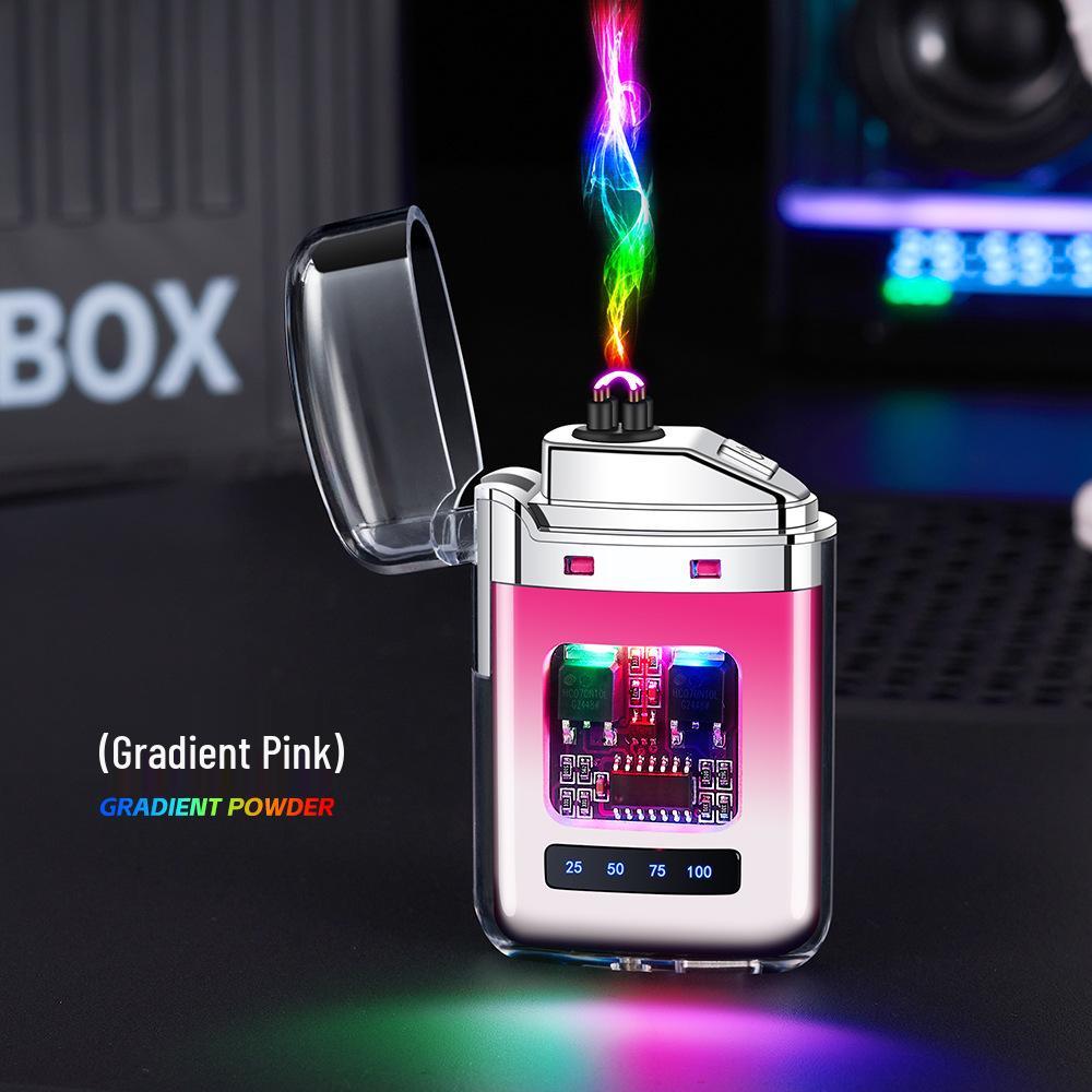 Transparent Gradient Electronic Pulse Windproof Double Arc Lighter Gift