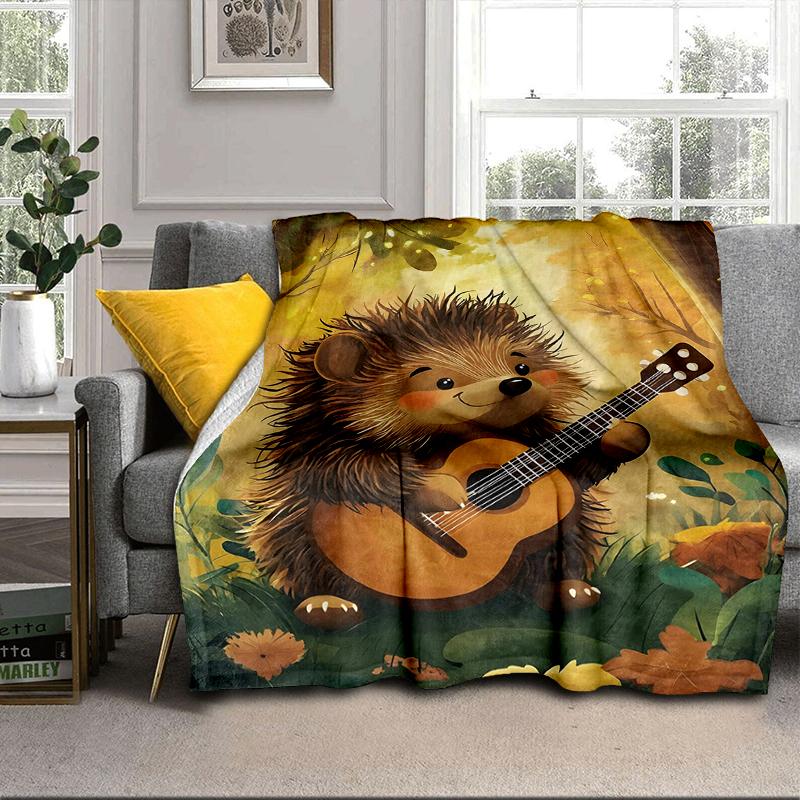 Autumnal Hedgehog Family Blanket Flannel Blanket Throw Blanket Sofa Cover Blanket Soft Premium Blanket Picnic Blanket Tv Blanket Gifts
