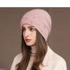 Rabbit Hair Hat Winter Knitted Hat Women's Pullover Wool Hat